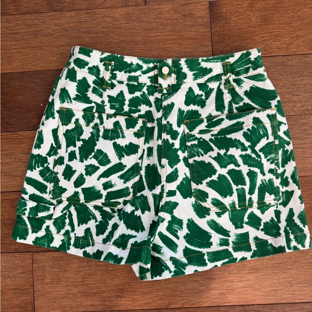 Maeve Anthropology Green Brushstroke Print Women’s Shorts